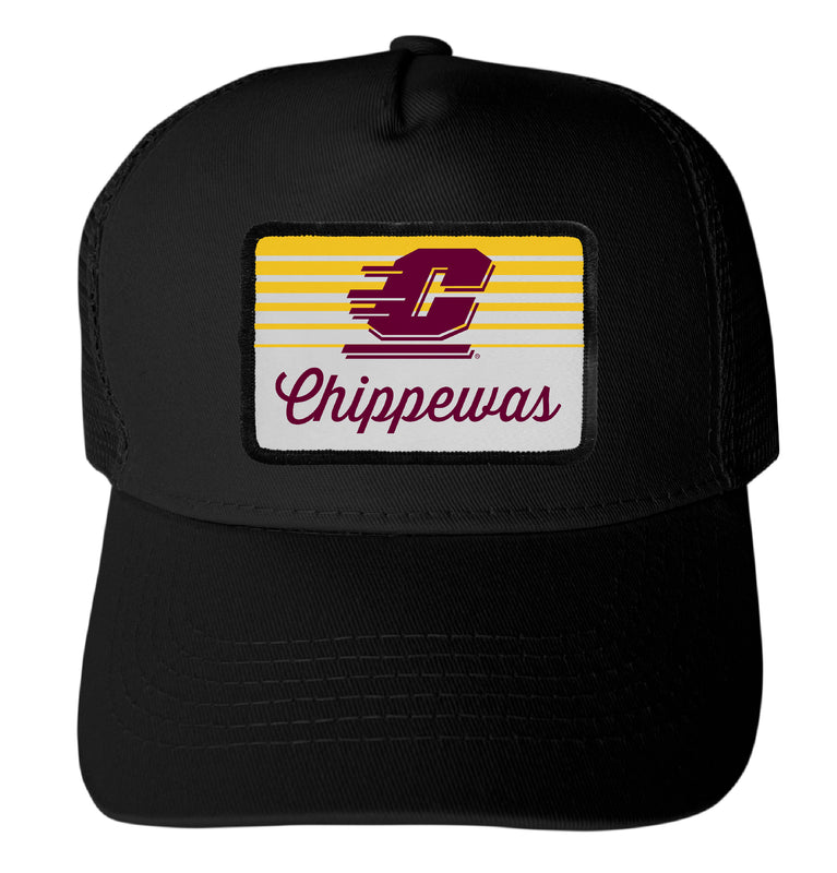 Central Michigan University Officially Licensed College Trucker Hat – Choose Your Patch Shape & Hat Color Black|Rectangle