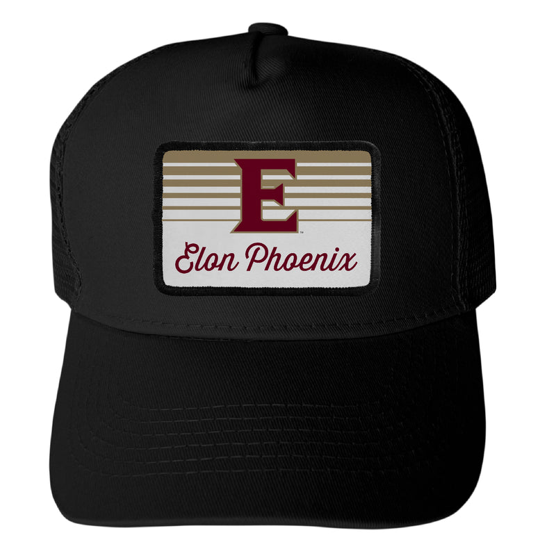 Elon University Officially Licensed College Trucker Hat – Choose Your Patch Shape & Hat Color Black|Rectangle