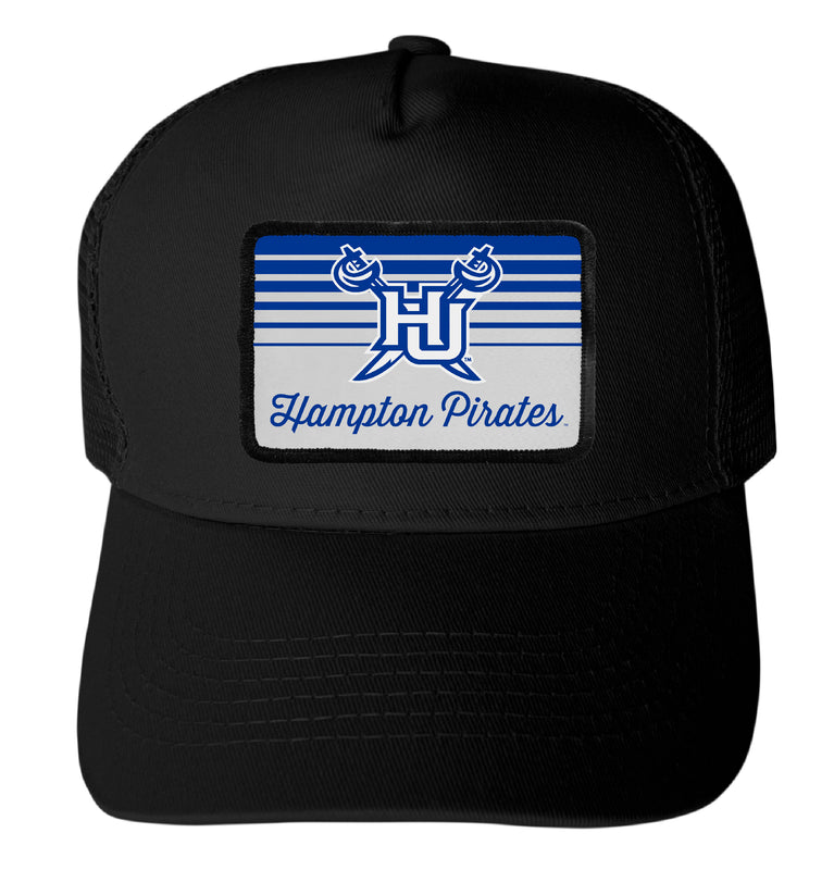 Hampton University Officially Licensed College Trucker Hat – Choose Your Patch Shape & Hat Color Black|Rectangle