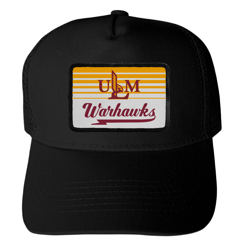 University of Louisiana Monroe Officially Licensed College Trucker Hat – Choose Your Patch Shape & Hat Color Black|Rectangle