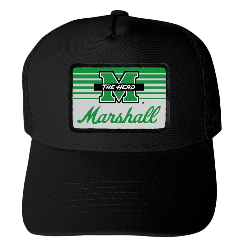 Marshall Thundering Herd Officially Licensed College Trucker Hat – Choose Your Patch Shape & Hat Color Black|Rectangle
