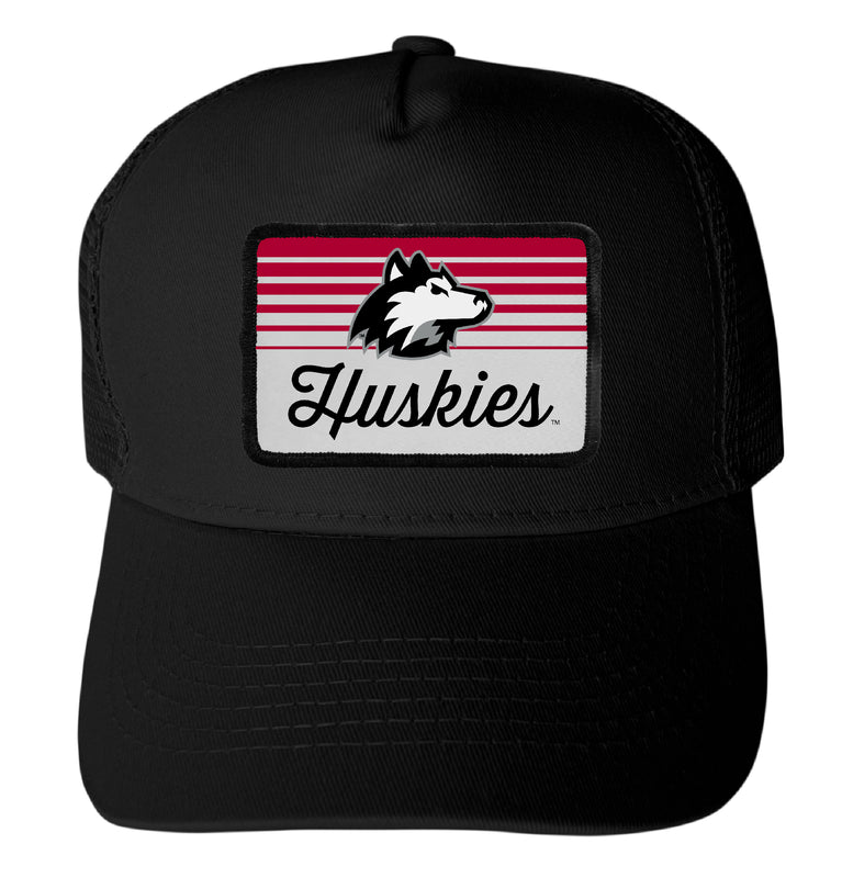 Northern Illinois Huskies Officially Licensed College Trucker Hat – Choose Your Patch Shape & Hat Color Black|Rectangle
