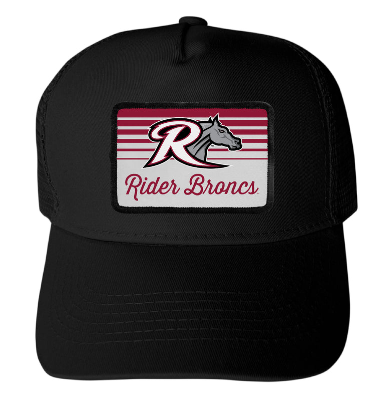 Rider University Broncs Officially Licensed College Trucker Hat – Choose Your Patch Shape & Hat Color Black|Rectangle