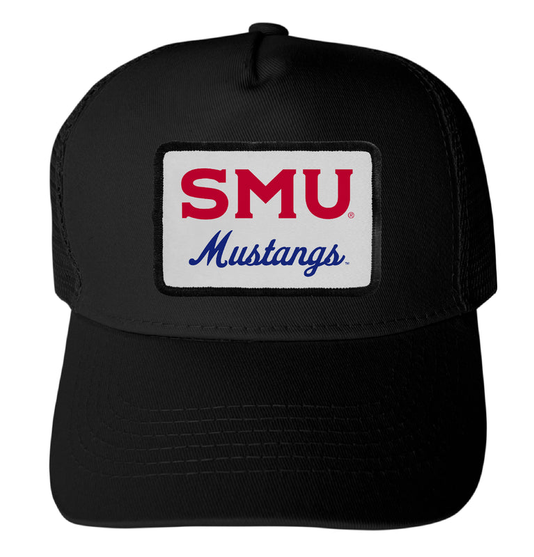Southern Methodist University Officially Licensed College Trucker Hat – Choose Your Patch Shape & Hat Color Black|Rectangle