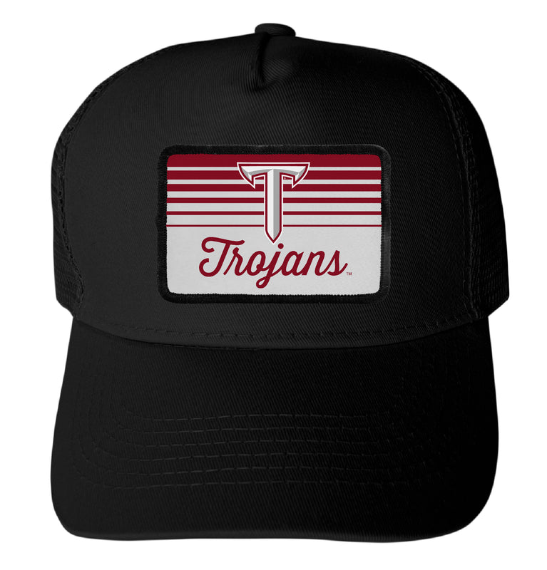Troy University Officially Licensed College Trucker Hat – Choose Your Patch Shape & Hat Color Black|Rectangle