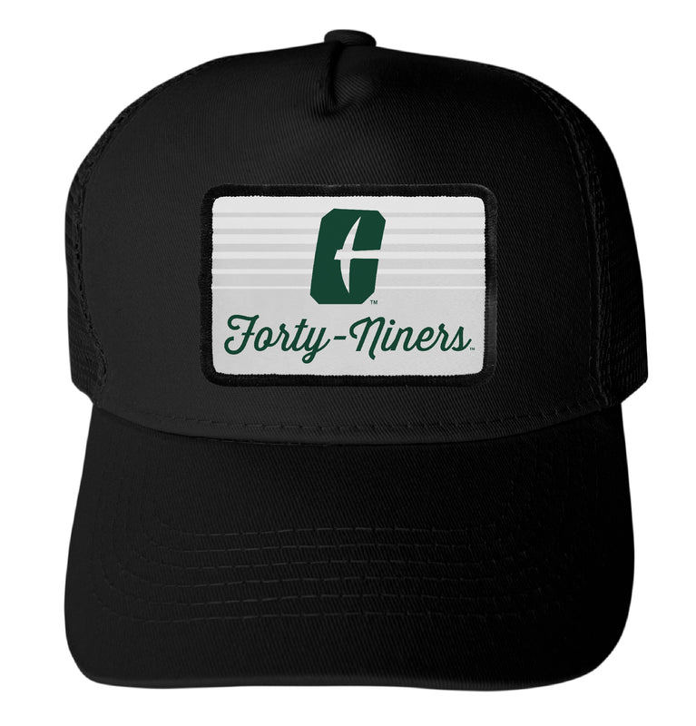 North Carolina Charlotte Forty-Niners Officially Licensed College Trucker Hat – Choose Your Patch Shape & Hat Color Black|Rectangle