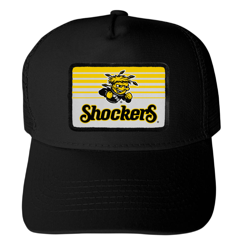 Wichita State Shockers Officially Licensed College Trucker Hat – Choose Your Patch Shape & Hat Color Black|Rectangle
