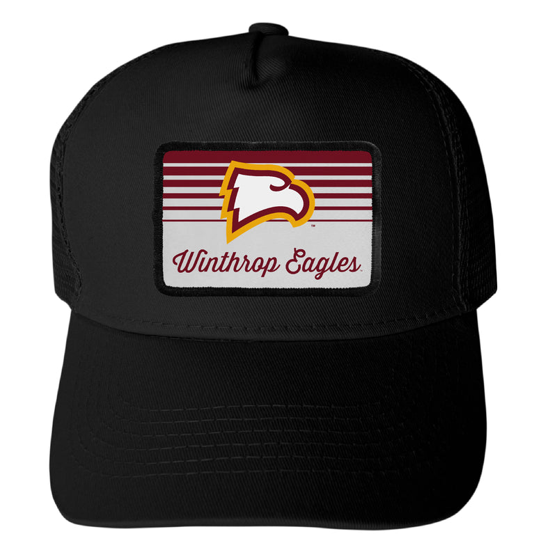 Winthrop University Officially Licensed College Trucker Hat – Choose Your Patch Shape & Hat Color Black|Rectangle