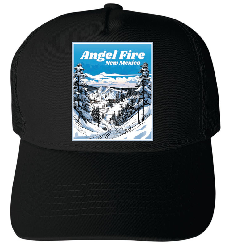 Angel Fire New Mexico Unisex Mesh Back Trucker Hat with Adjustable Snapback Black