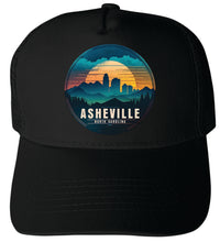 Load image into Gallery viewer, Asheville North Carolina Design B Unisex Mesh Back Trucker Hat with Adjustable Snapback
