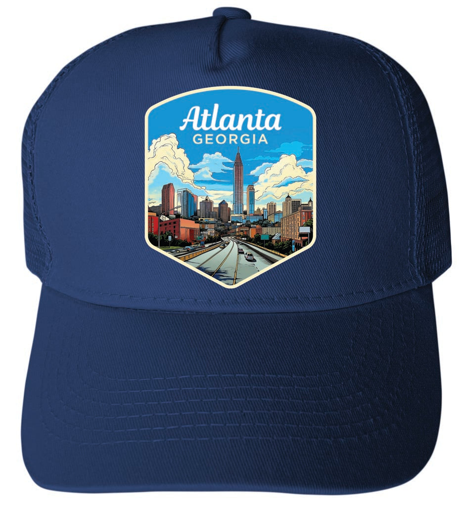 Atlanta Georgia Design B Navy Unisex Mesh Back Trucker Hat with Adjustable Snapback 2-Pack