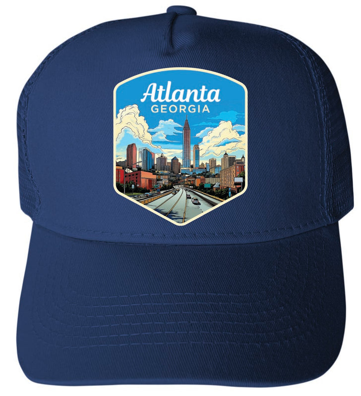 Atlanta Georgia Design B Navy Unisex Mesh Back Trucker Hat with Adjustable Snapback 2-Pack