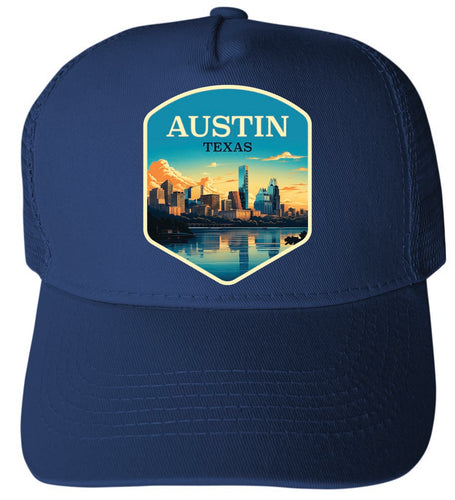 Austin Texas Design A Navy Unisex Mesh Back Trucker Hat with Adjustable Snapback 4-Pack
