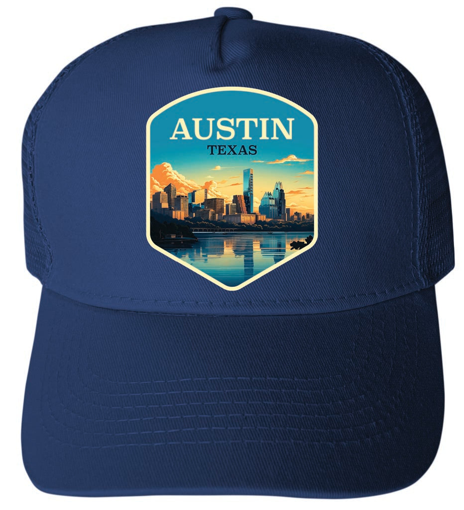 Austin Texas Design A Navy Unisex Mesh Back Trucker Hat with Adjustable Snapback 4-Pack