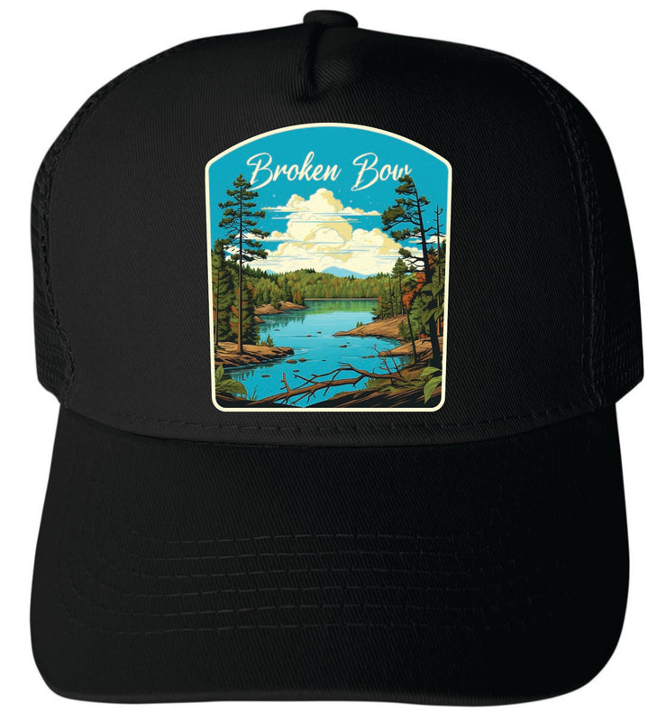 Broken Bow Oklahoma Unisex Mesh Back Trucker Hat with Adjustable Snapback Black