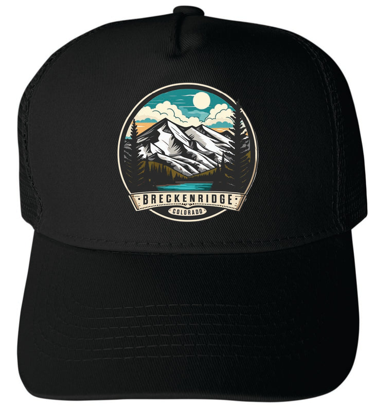 Breckenridge Colorado Unisex Mesh Back Trucker Hat with Adjustable Snapback Black