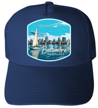 Load image into Gallery viewer, Baltimore Maryland Design B Unisex Mesh Back Trucker Hat with Adjustable Snapback
