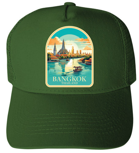 Bangkok Thailand Design A Green Unisex Mesh Back Trucker Hat with Adjustable Snapback 2-Pack