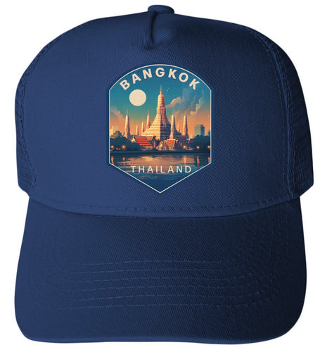 Bangkok Thailand Design B Navy Unisex Mesh Back Trucker Hat with Adjustable Snapback 4-Pack