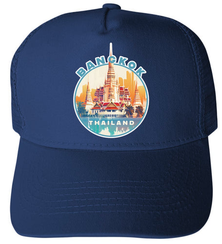 Bangkok Thailand Design C Navy Unisex Mesh Back Trucker Hat with Adjustable Snapback 2-Pack