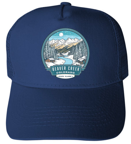 Beaver Creek Colorado Design B Navy Unisex Mesh Back Trucker Hat with Adjustable Snapback 4-Pack