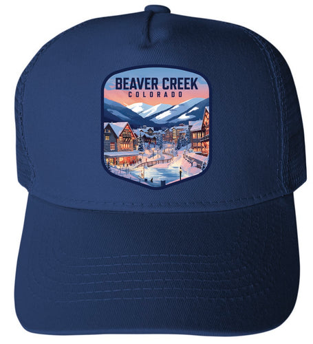 Beaver Creek Colorado Design C Navy Unisex Mesh Back Trucker Hat with Adjustable Snapback 2-Pack