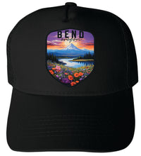 Load image into Gallery viewer, Bend Oregon Design A Unisex Mesh Back Trucker Hat with Adjustable Snapback
