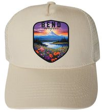 Load image into Gallery viewer, Bend Oregon Design A Unisex Mesh Back Trucker Hat with Adjustable Snapback
