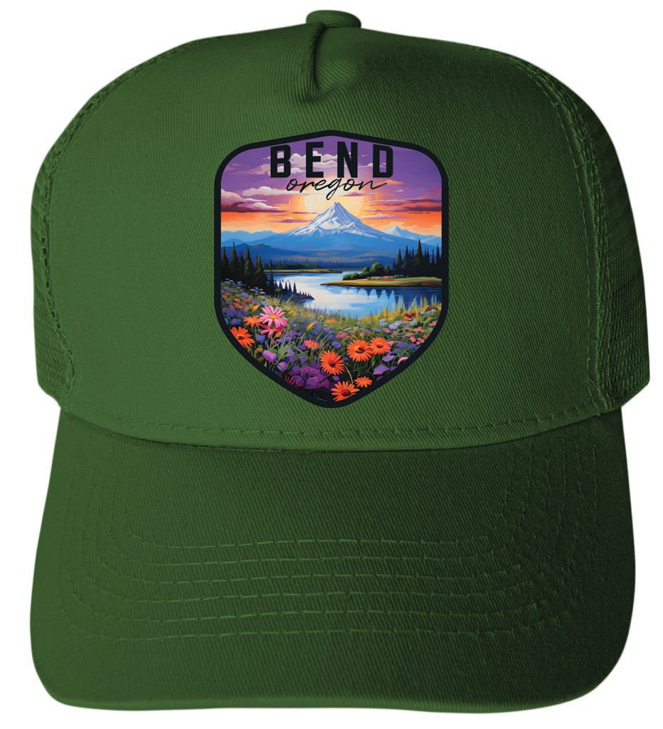 Bend Oregon Design A Green Unisex Mesh Back Trucker Hat with Adjustable Snapback 2-Pack