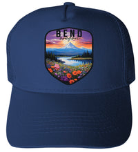 Load image into Gallery viewer, Bend Oregon Design A Unisex Mesh Back Trucker Hat with Adjustable Snapback

