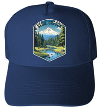Load image into Gallery viewer, Bend Oregon Design B Navy Unisex Mesh Back Trucker Hat with Adjustable Snapback 4-Pack

