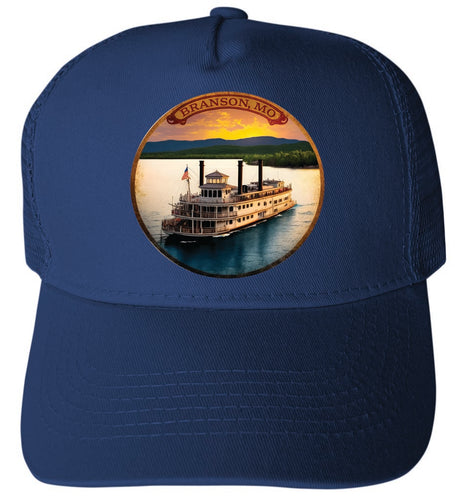 Branson Missouri Design C Navy Unisex Mesh Back Trucker Hat with Adjustable Snapback 4-Pack
