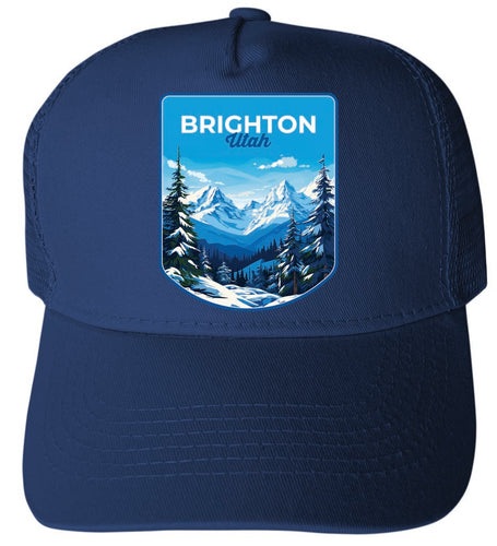 Brighton Utah Ski Resort Mountain Design Navy Unisex Mesh Back Trucker Hat with Adjustable Snapback 4-Pack