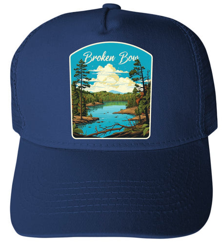 Broken Bow Oklahoma Design A Navy Unisex Mesh Back Trucker Hat with Adjustable Snapback 4-Pack