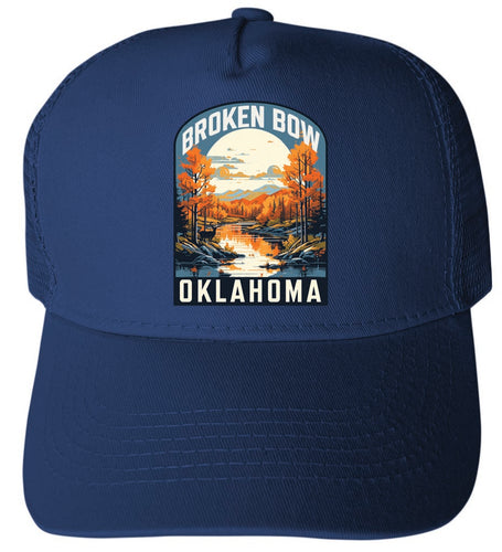 Broken Bow Oklahoma Design B Navy Unisex Mesh Back Trucker Hat with Adjustable Snapback 4-Pack