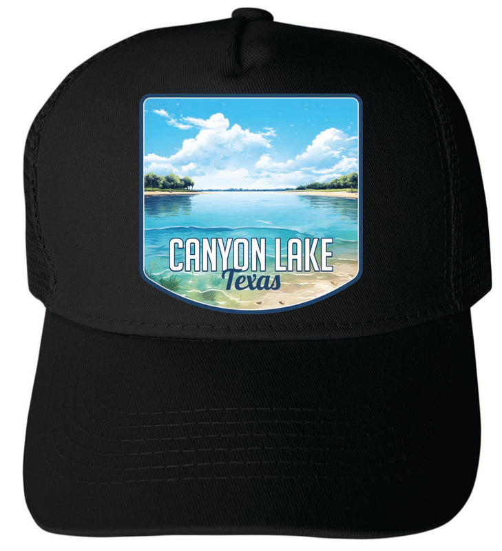 Canyon Lake Texas Unisex Mesh Back Trucker Hat with Adjustable Snapback Black
