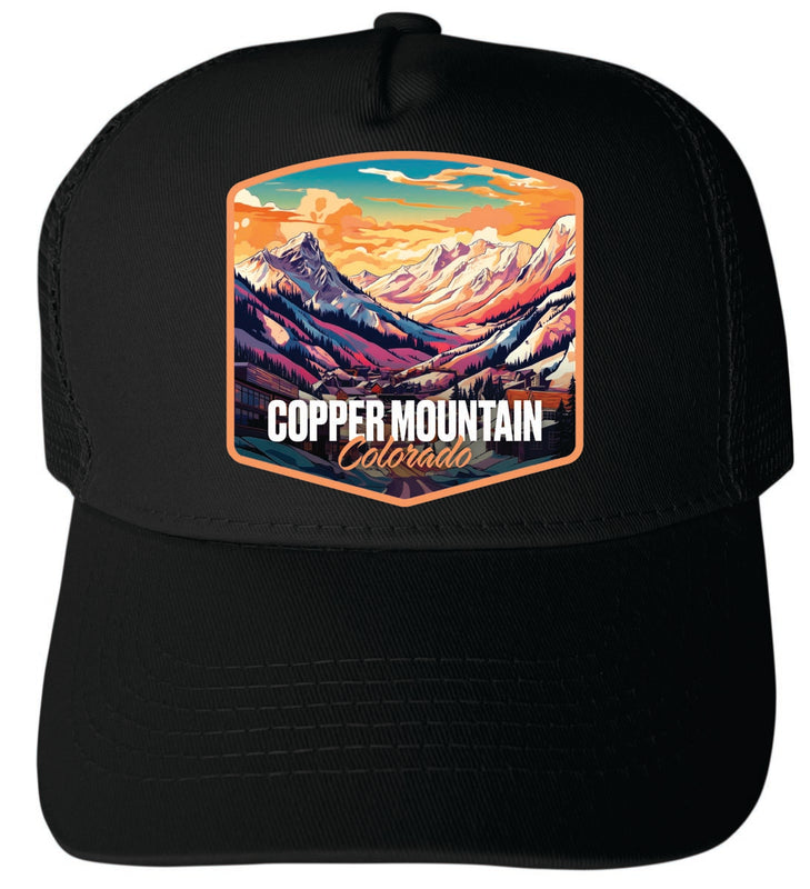 Copper Mountains Colorado Unisex Mesh Back Trucker Hat with Adjustable Snapback Black
