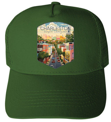 Charleston South Carolina Design B Green Unisex Mesh Back Trucker Hat with Adjustable Snapback 2-Pack