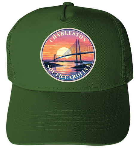 Charleston South Carolina Design C Green Unisex Mesh Back Trucker Hat with Adjustable Snapback 2-Pack
