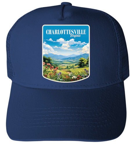 Charlottesville Virginia Design A Navy Unisex Mesh Back Trucker Hat with Adjustable Snapback 4-Pack