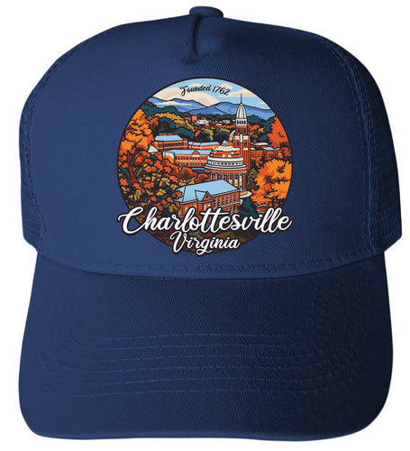 Charlottesville Virginia Design C Navy Unisex Mesh Back Trucker Hat with Adjustable Snapback 2-Pack