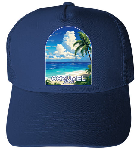 Cozumel Mexico Design C Navy Unisex Mesh Back Trucker Hat with Adjustable Snapback 4-Pack