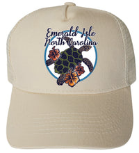 Load image into Gallery viewer, Emerald Isle North Carolina Turtle and Flowers Design  Unisex Mesh Back Trucker Hat with Adjustable Snapback
