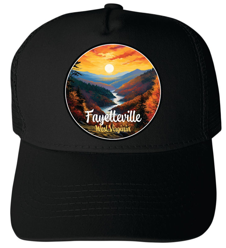 Fayetteville West Virginia Unisex Mesh Back Trucker Hat with Adjustable Snapback Black