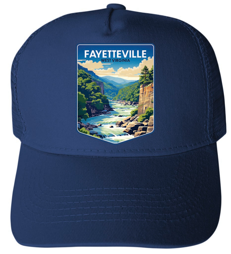Fayetteville West Virginia River Rapids Design Navy Unisex Mesh Back Trucker Hat with Adjustable Snapback 4-Pack