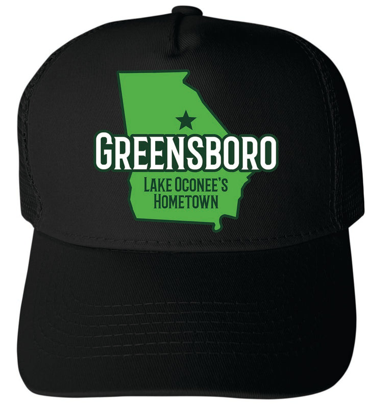 Greensboro Georgia Unisex Mesh Back Trucker Hat with Adjustable Snapback Black