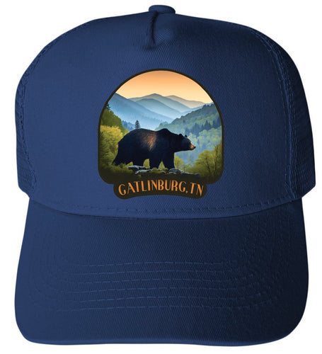 Gatlinburg Tennessee Design A Navy Unisex Mesh Back Trucker Hat with Adjustable Snapback 4-Pack