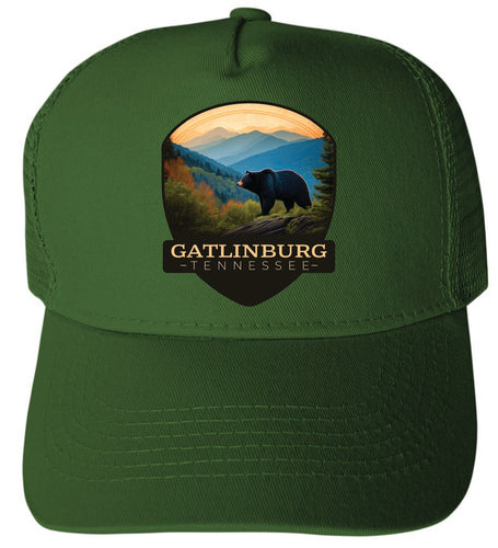 Gatlinburg Tennessee Design B Green Unisex Mesh Back Trucker Hat with Adjustable Snapback 2-Pack