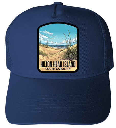 Hilton Head Island South Carolina Design A Navy Unisex Mesh Back Trucker Hat with Adjustable Snapback 4-Pack