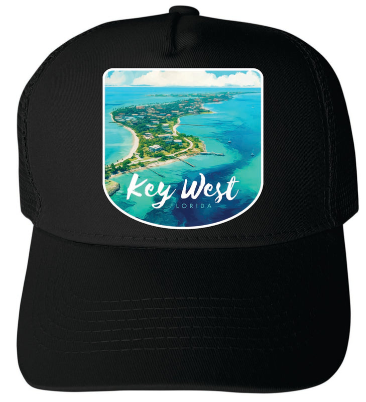 Key West Florida Unisex Mesh Back Trucker Hat with Adjustable Snapback Black